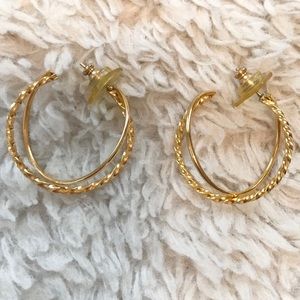 Gold Tone Double Hoop Earrings
